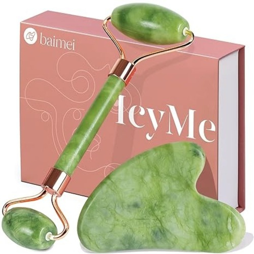Jade Roller Facial Tools Face Roller and Gua Sha Set for Puffiness and Redness Reducing Skin